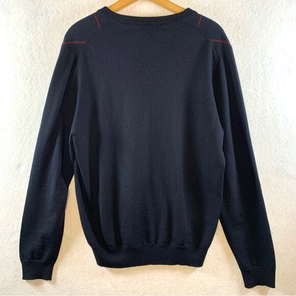 Vintage 90s Mens 100% Merino Wool Argyle Lattice Sweater Sz M Ivy League Preppy - Picture 3 of 7